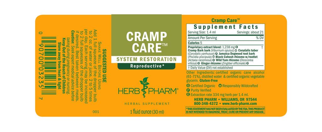 Herb Pharm® Cramp Care™ - 1 oz - Christopher's Herb Shop